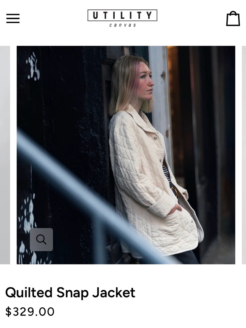 Quilted Utility Jacket in Cream - Lightweight Layer - Picture 2 of 13